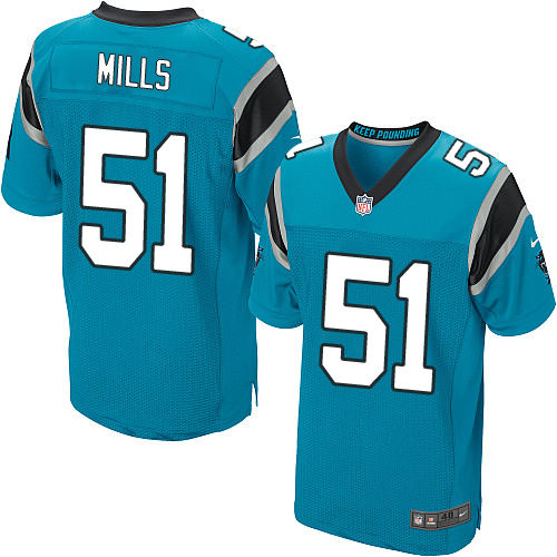 Nike Panthers #51 Sam Mills Blue Alternate Men's Stitched NFL Elite Jersey